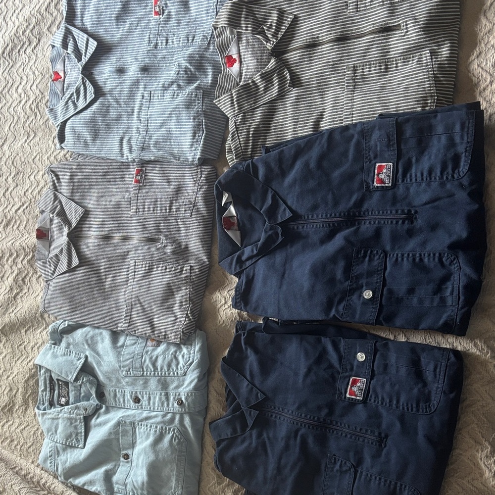 Ben Davis Men's Casual Shirts - Navy, Light Blue, Striped